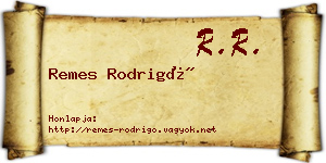 Remes Rodrigó névjegykártya